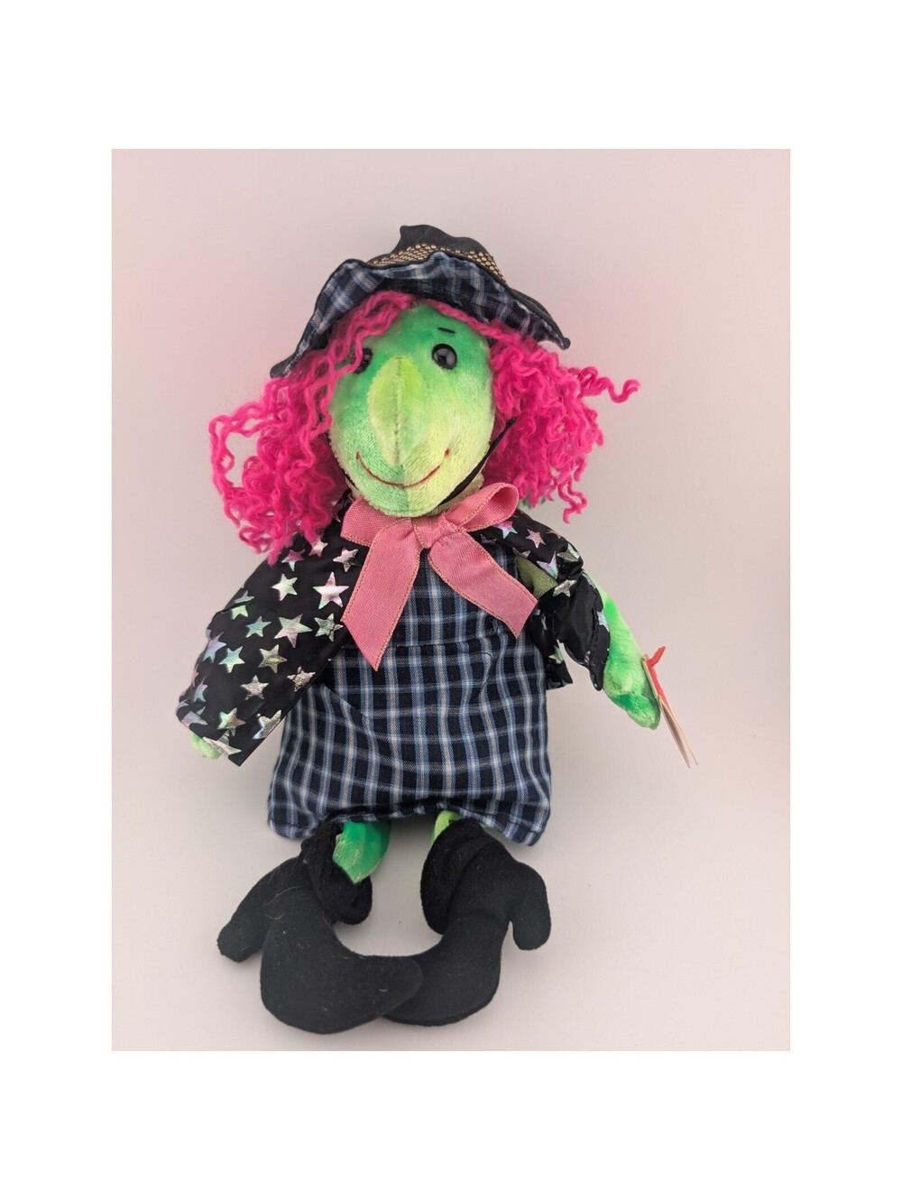 Witch Beanie Baby Scary Vintage Y2K 2000 Cute Halloween TY Pink Hair